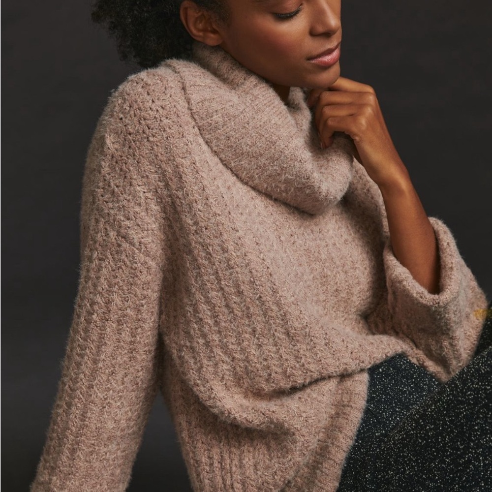 Anthropologie Taupe Cowl Neck Sweater